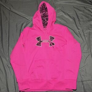 Under Armour Hoodie Unknown Size Pink Fleece Embroidered Logo Storm 1 Coldgear